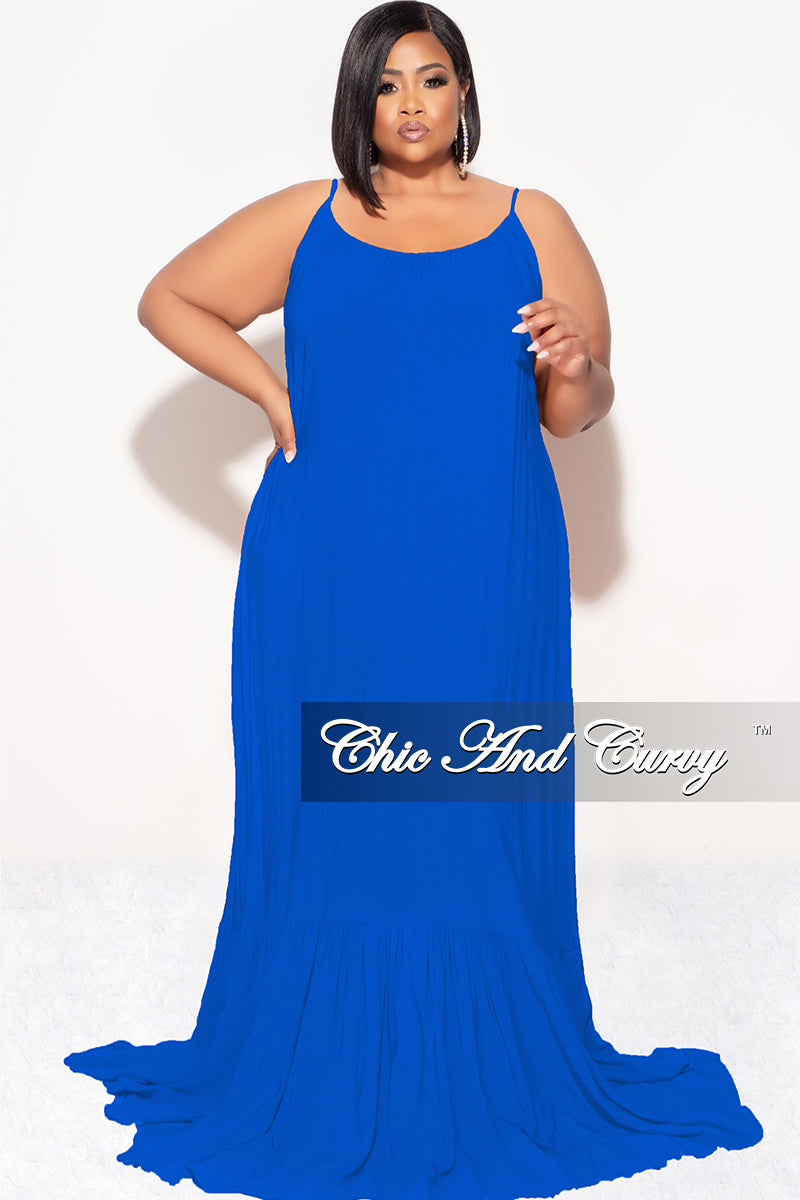 Final Sale Plus Size Maxi Dress with Spaghetti Straps in Royal Blue