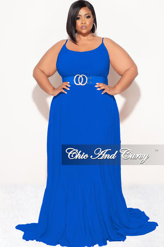 Final Sale Plus Size Maxi Dress with Spaghetti Straps in Royal Blue