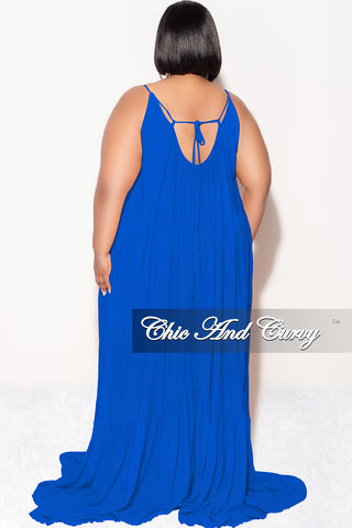 Final Sale Plus Size Maxi Dress with Spaghetti Straps in Royal Blue