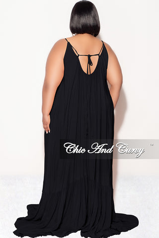 Final Sale Plus Size Maxi Dress with Spaghetti Straps in Black