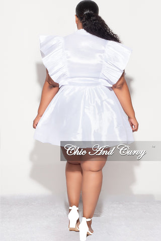 Final Sale Plus Size Ruffle Trim Babydoll Bubble Dress in White
