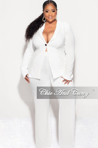 Final Sale Plus Size Blazer 2pc Set in White