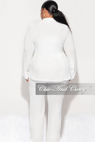 Final Sale Plus Size Blazer 2pc Set in White