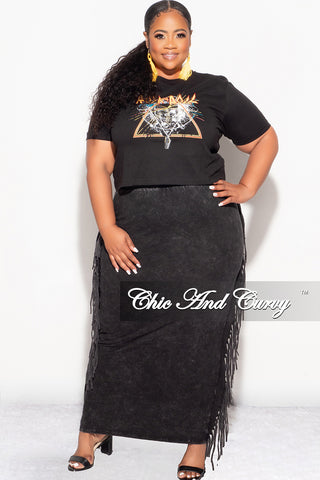 Final Sale Plus Size Rock N Roll Crop Top in Black