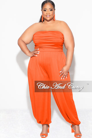 Final Sale Plus Size Strapless Jumpsuit in Orange