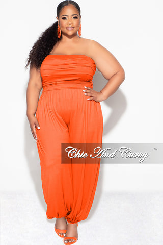 Final Sale Plus Size Strapless Jumpsuit in Orange