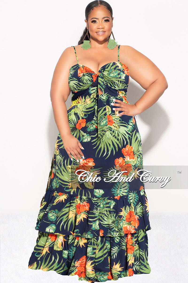 Final Sale Plus Size Tank Maxi Dress in Chiffon in Navy, Green & Orang Chic And Curvy Final Sale Plus Size Tank Maxi Dress in Chiffon in Navy, Green & Orang Chic And Curvy