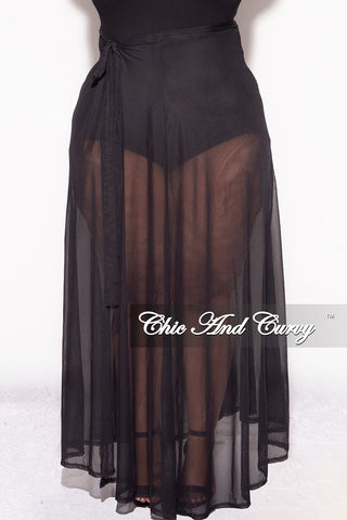 Final Sale Plus Size Mesh Skirt Cover Up in Black