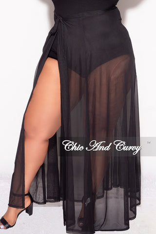 Final Sale Plus Size Mesh Skirt Cover Up in Black