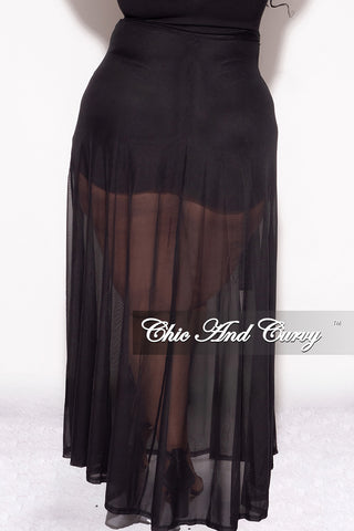 Final Sale Plus Size Mesh Skirt Cover Up in Black