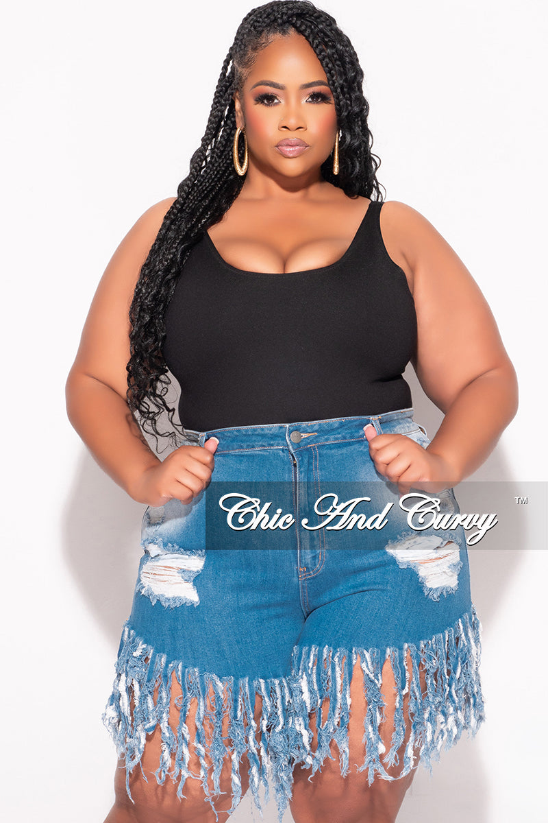 Plus Size Destructed Denim Shorts Final Sale Plus Size Denim