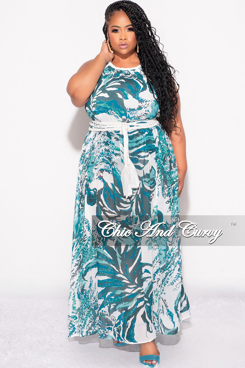 Final Sale Plus Size Braided Trim Halter Maxi Dress with Open Back Chic And Curvy Final Sale Plus Size Braided Trim Halter Maxi Dress with Open Back Chic And Curvy