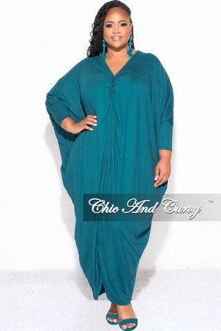 Final Sale Plus Size Oversized Kimono Dress with Tie in Dark Teal