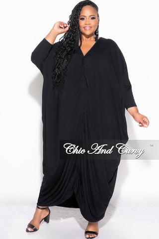 Final Sale Plus Size Oversized Kimono Dress with Tie in Black