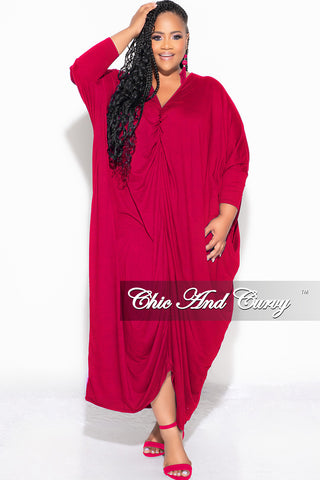 Final Sale Plus Size Oversized Kimono Dress with Tie in Burgundy Wine