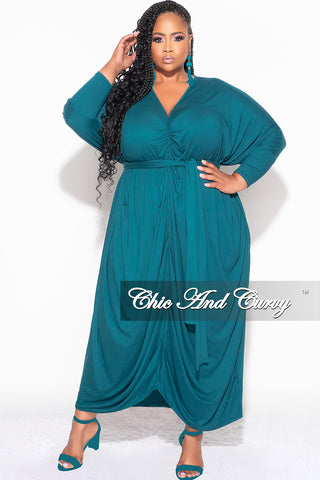 Final Sale Plus Size Oversized Kimono Dress with Tie in Dark Teal