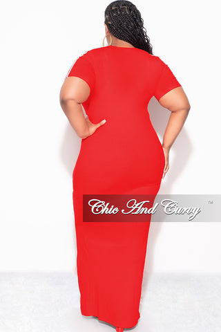 Final Sale Plus Size BodyCon Colorblock with Front Slit Red