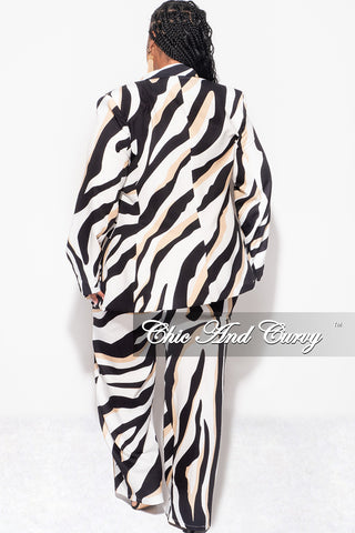 Final Sale Plus Size 2pc Set - Suit with in Tan Zebra Print