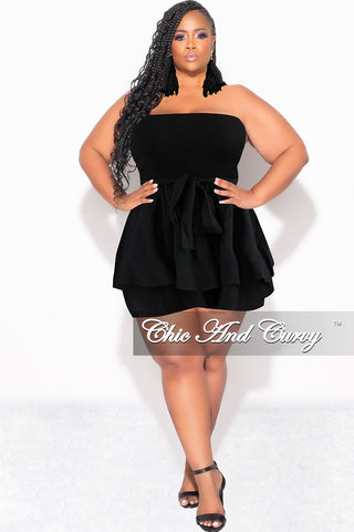 Final Sale Plus Size Strapless Romper in Black