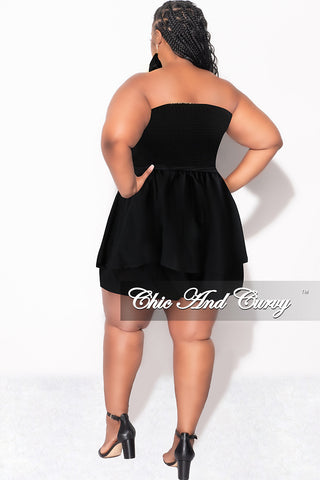 Final Sale Plus Size Strapless Romper in Black