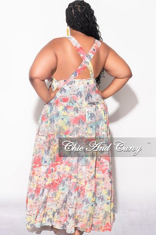 Final Sale Plus Size Chiffon Maxi Dress with Open Criss Cross Back in Soft Floral Print