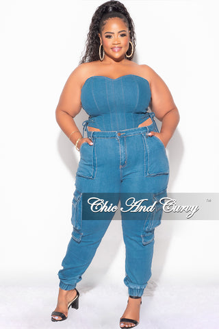 Final Sale Plus Size Corset Top in Denim