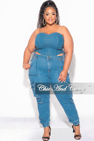 Final Sale Plus Size Corset Top in Denim