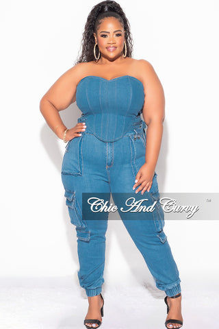 Final Sale Plus Size Corset Top in Denim