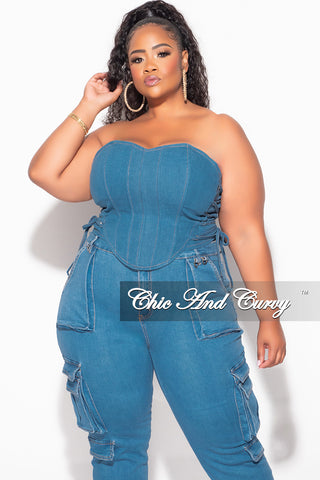 Final Sale Plus Size Corset Top in Denim