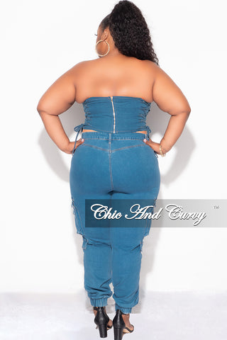 Final Sale Plus Size Corset Top in Denim