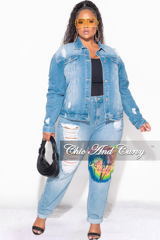 Final Sale Plus Size 2pc California Jacket and Pants Set in Denim