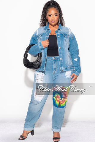 Final Sale Plus Size 2pc California Jacket and Pants Set in Denim