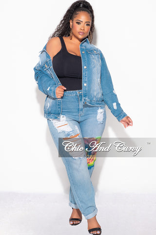 Final Sale Plus Size 2pc California Jacket and Pants Set in Denim