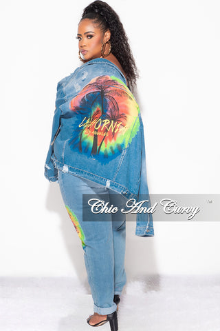 Final Sale Plus Size 2pc California Jacket and Pants Set in Denim