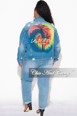 Final Sale Plus Size 2pc California Jacket and Pants Set in Denim