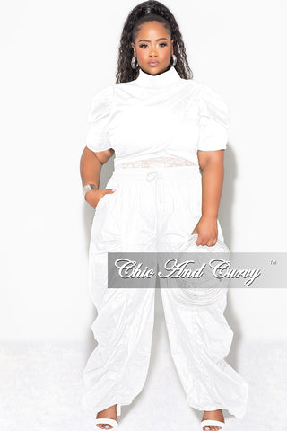 Final Sale Plus 3pc (Ruffle Top, Lace Spaghetti Strap Top and Drawstring Pants) Set in White