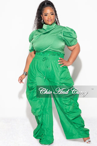 Final Sale Plus 3pc (Ruffle Top, Lace Spaghetti Strap Top and Drawstring Pants) Set in Green