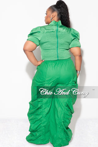 Final Sale Plus 3pc (Ruffle Top, Lace Spaghetti Strap Top and Drawstring Pants) Set in Green