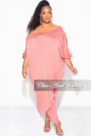 Final Sale Plus Size 2pc Set Off The Shoulder Top & Leggings in Mauve