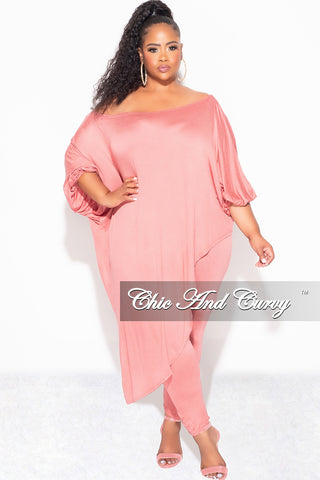 Final Sale Plus Size 2pc Set Off The Shoulder Top & Leggings in Mauve