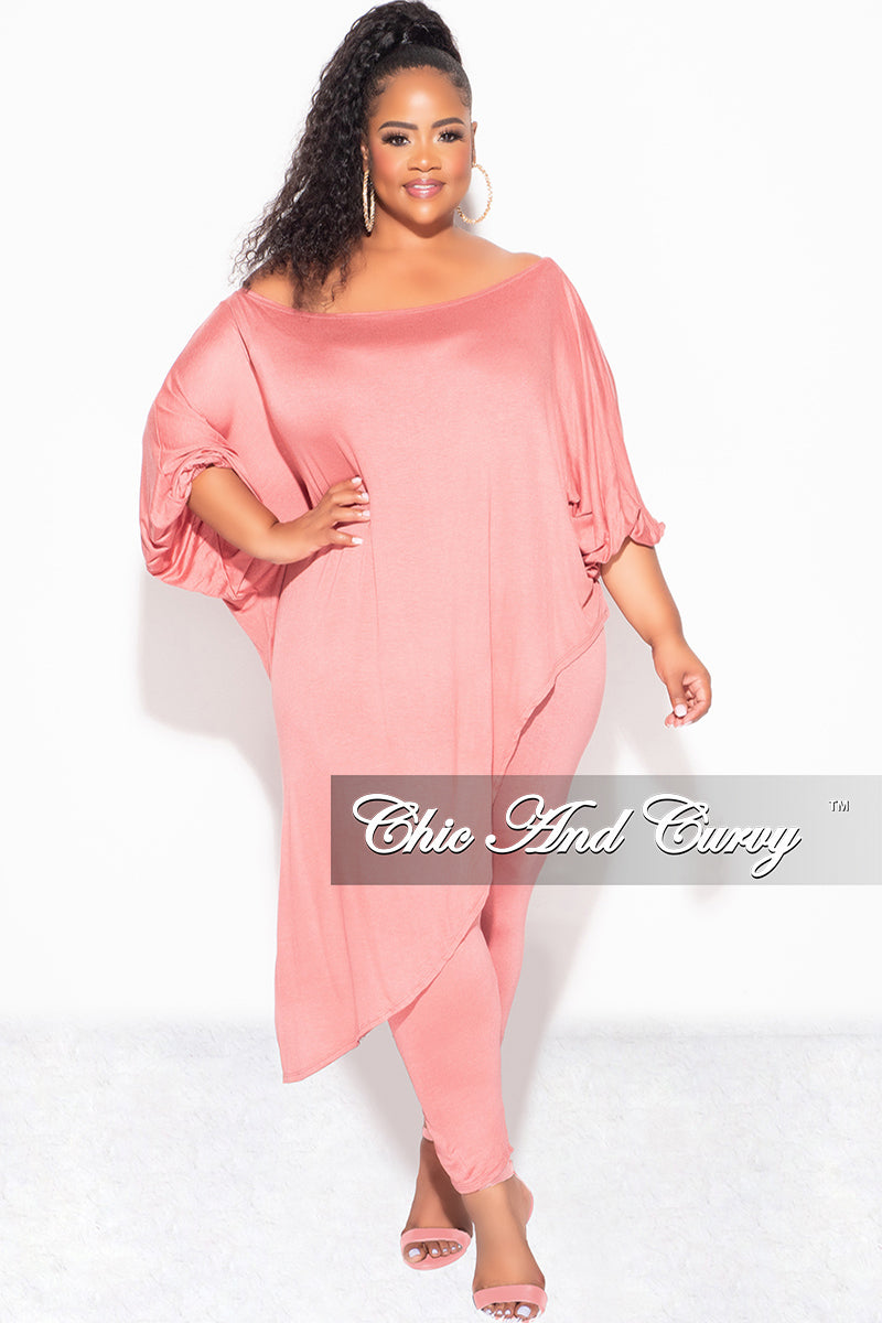 Final Sale Plus Size 2pc Set Off The Shoulder Top & Leggings in Mauve