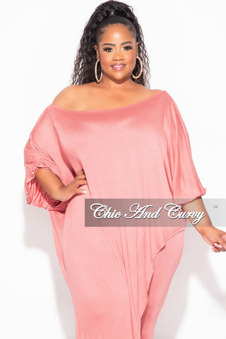 Final Sale Plus Size 2pc Set Off The Shoulder Top & Leggings in Mauve