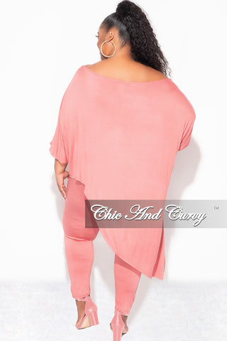 Final Sale Plus Size 2pc Set Off The Shoulder Top & Leggings in Mauve