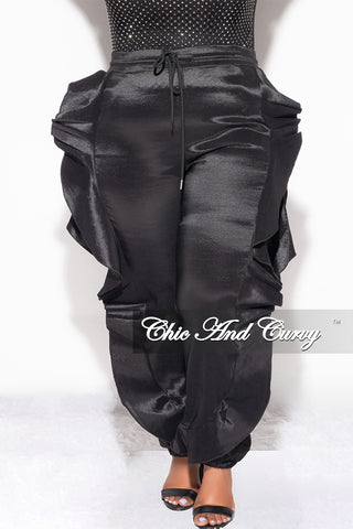 Final Sale Plus Size Ruffle Pants in Black (Pants Only)