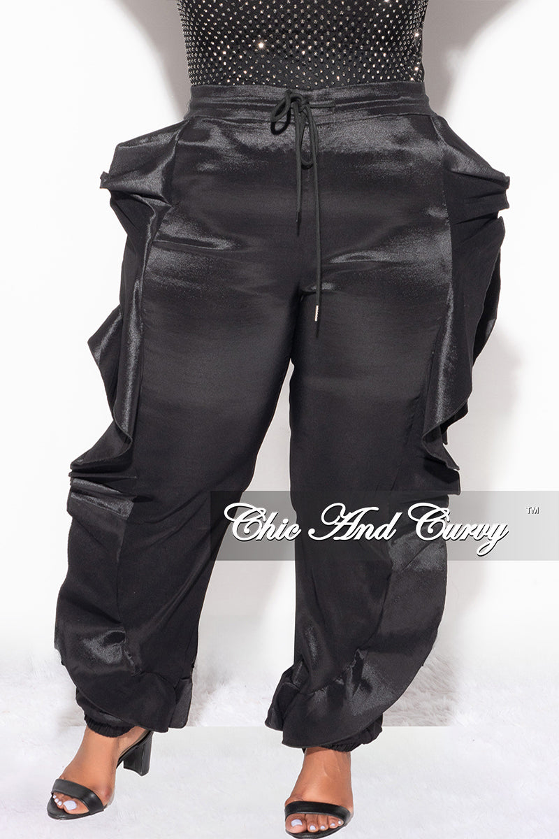 Final Sale Plus Size Ruffle Pants in Black (Pants Only)