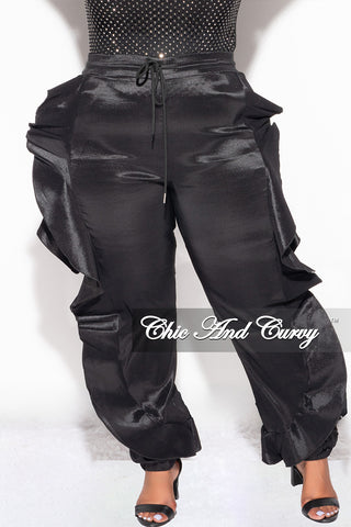 Final Sale Plus Size Ruffle Pants in Black (Pants Only)