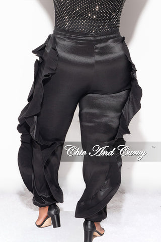 Final Sale Plus Size Ruffle Pants in Black (Pants Only)