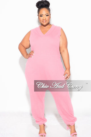 Final Sale Plus Size Sleeveless Harem Jumpsuit in Pink