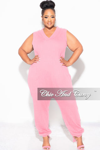 Final Sale Plus Size Sleeveless Harem Jumpsuit in Pink