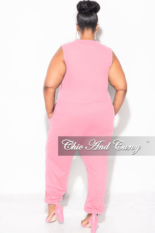 Final Sale Plus Size Sleeveless Harem Jumpsuit in Pink